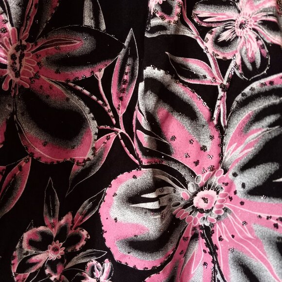 VOICE Backless Black/Pink/White Hibiscus 🌺 Flower Tank with Sequins Women's M - Picture 3 of 9